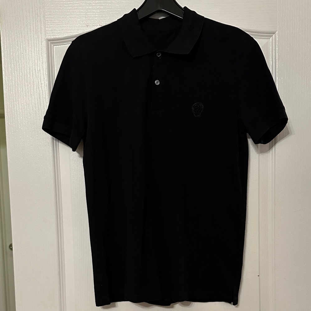 Alexander McQueen Classic Black Polo Shirt skull patch